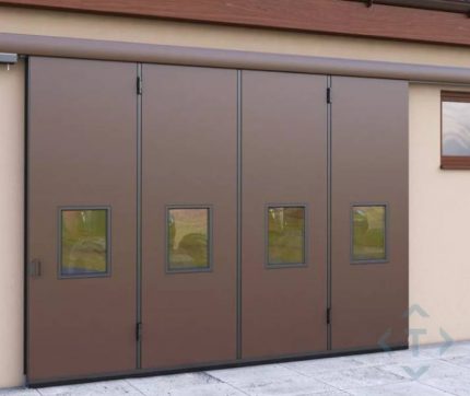 Складчатые ворота DoorHan коричневого цвета