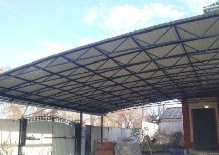 Односкатные навесы из профнастила